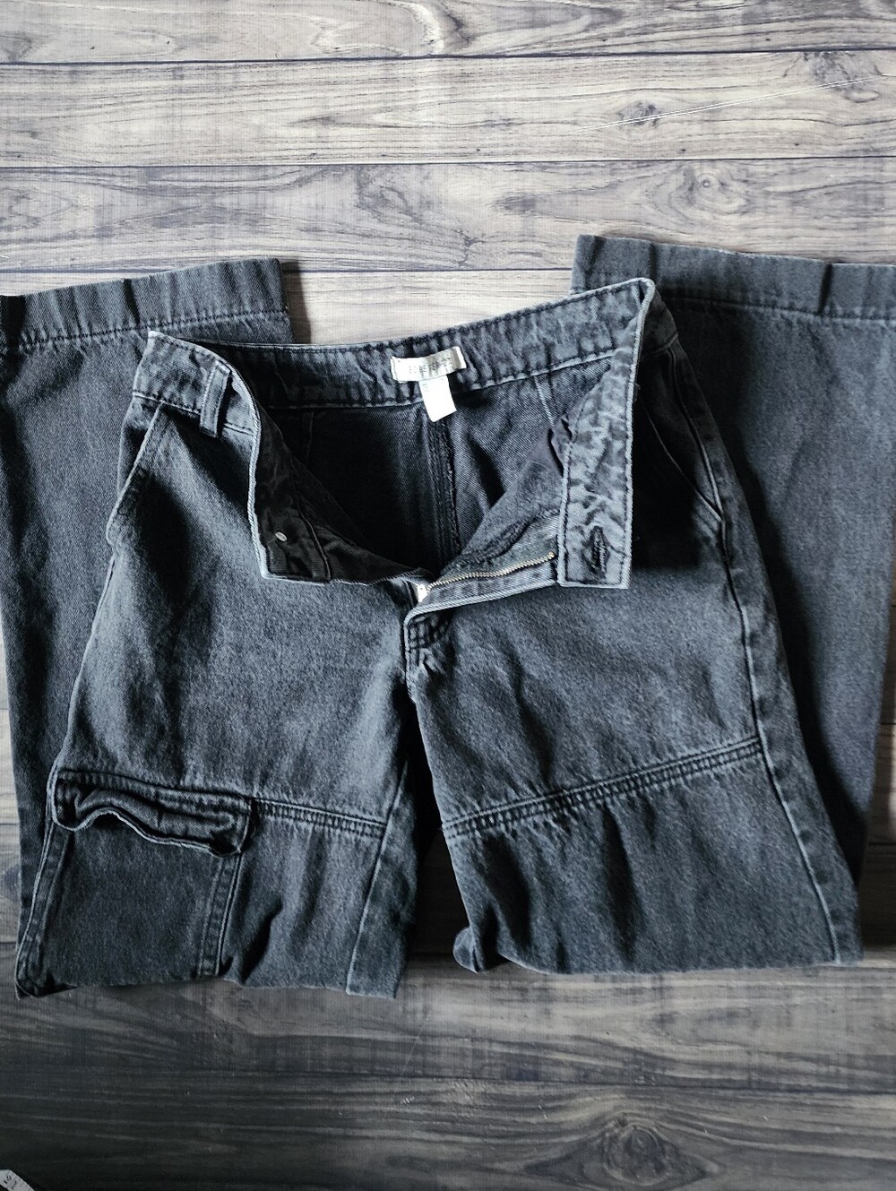 Forever 21 Black Cargo Type Wide Leg Jeans